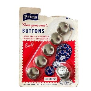 Prims Vintage 70s Silver Cover-Your-Own Buttons - Pack of 6